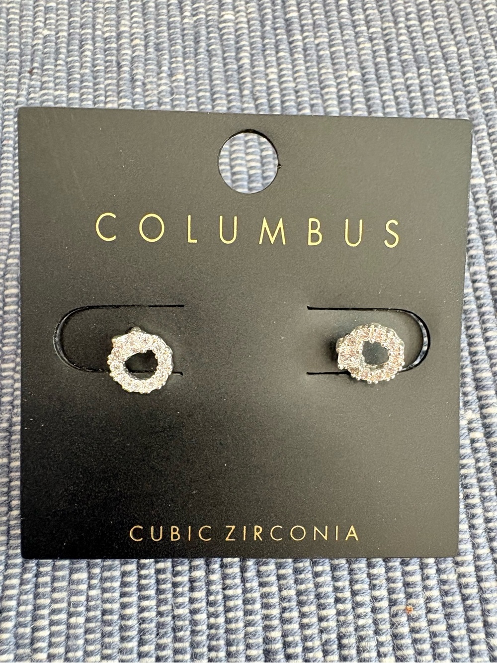 Silver Cubic Zirconia Open Circle Stud Earrings - Silver